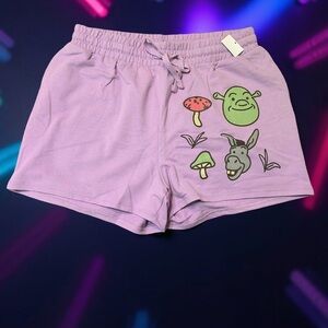Dreamworks Lavender Women's Athletic Shorts with Shrek Print